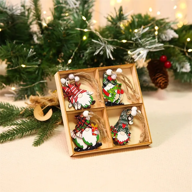 1/12pc Gingerbread Man Christmas Wooden Pendants Santa faceless doll Xmas Tree Ornaments hanging For Home Decor Navidad New Year - Image 6