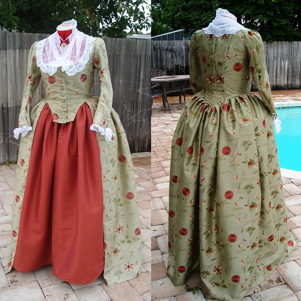 

Victorian 1780s Robe A l'Anglaise Dress Gothic Costume for Women Medieval Ball Gown Dress Vintage Floral Tea Party Outfit