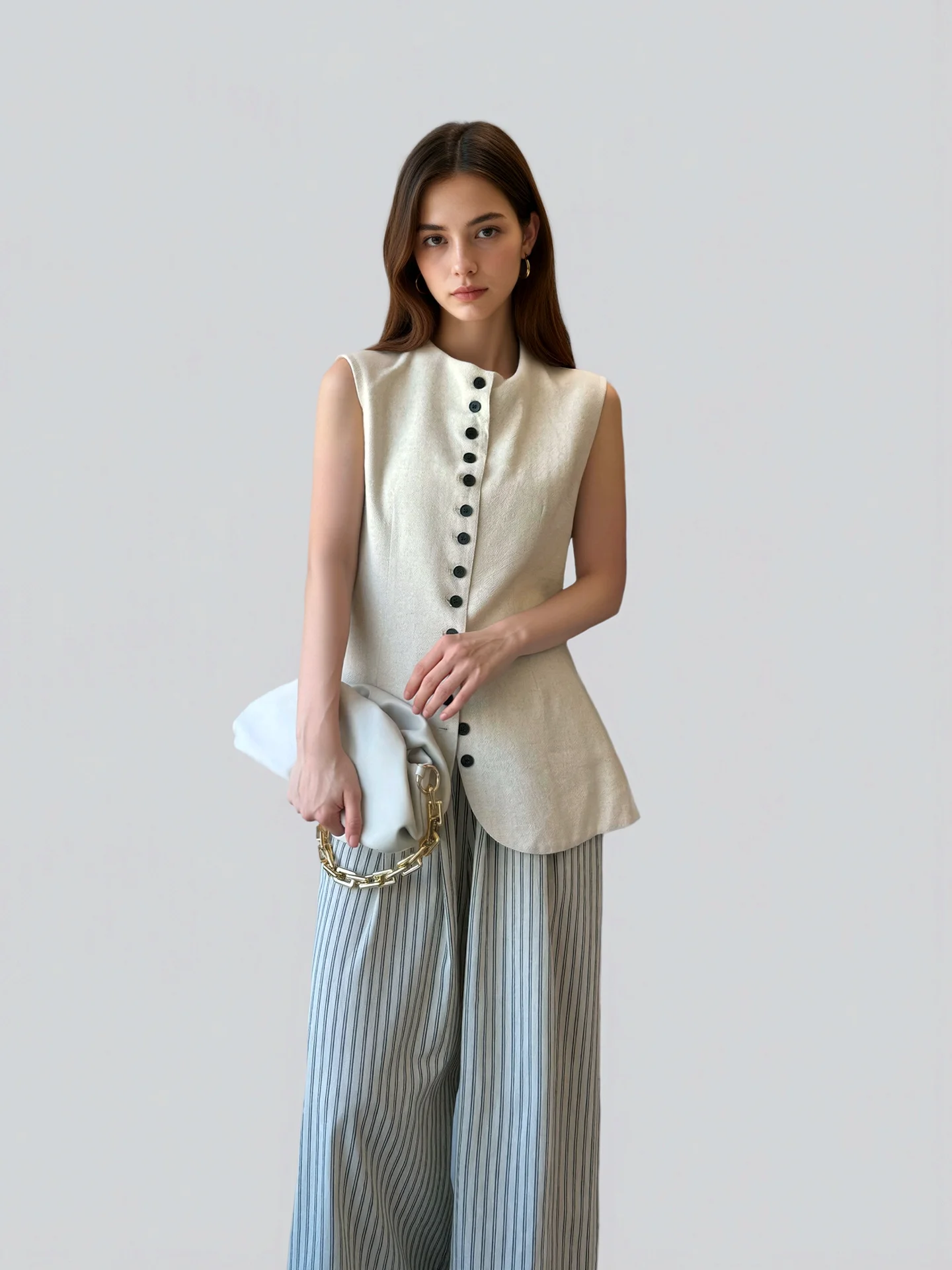 

AYINGJIA Women's Sleeveless Suit Vest Single Button Waist Cinched Design Sensation Outerwear Fashionable Versatile Cardigan