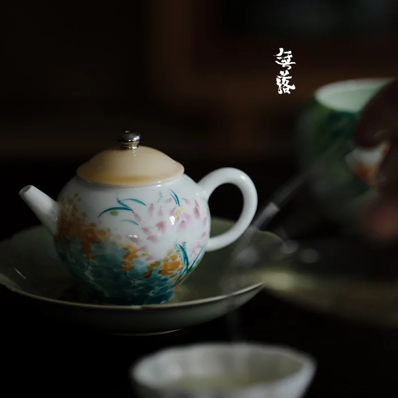 Wuluo Jingdezhen Underglaze Hand-Painted Teapot With Filter Handmade Ceramic Pot Kung Fu Tea Set