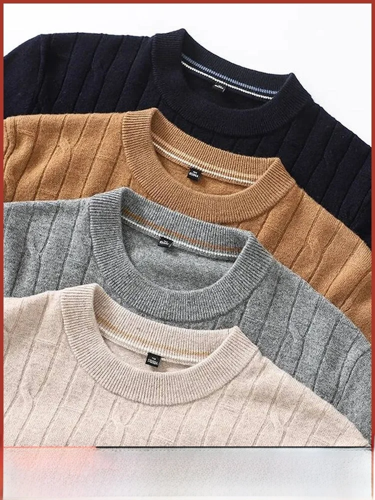 

High-End Men's Knitted Sweater round Ne Casual Pure Color 3D Embroidery Woolen irt New Autumn Winter Faion Urban Sle