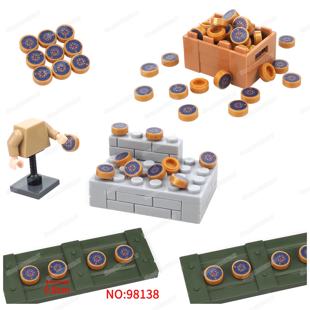 

Dark blue Compass Red needle N Pattern Building Block 98138 Printed 1x1 Tiles MOC figures Equipment Scene Parts Model Gifts Toys