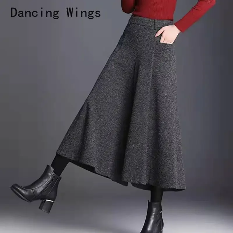 Autumn And Winter Trousers Women Fashion High Waist Wide Leg Pants Pants Women Culottes Skirt Trousers 3/4 Pants Women