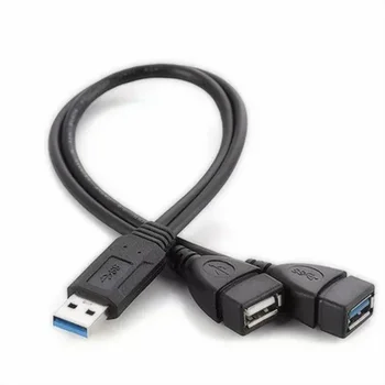 Evrensel USB 3.0 2.0 Erkek Çift USB 3.0 Kadın Jack Splitter 2 Port USB Hub Veri Kablosu Adaptör Kablosu Dizüstü Bilgisayar Için