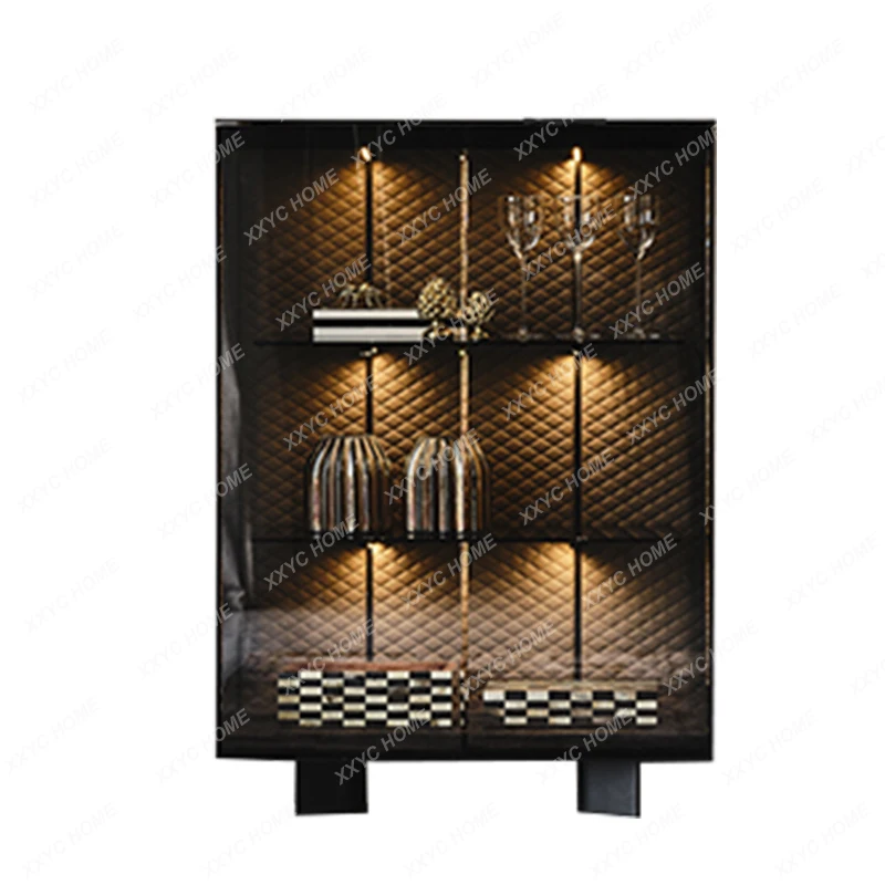 Boutique Glass Wine Cabinet Modern Light Luxury Model Room with Light Locker