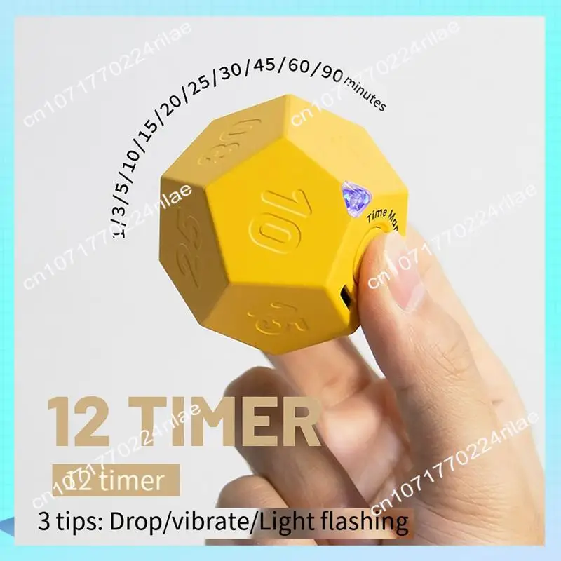 A17Z Mini Timer Rotate Dodecagon Rechargeable Timer Sound Vibrate Light Alarm Flip Timer Countdown For Timemanager