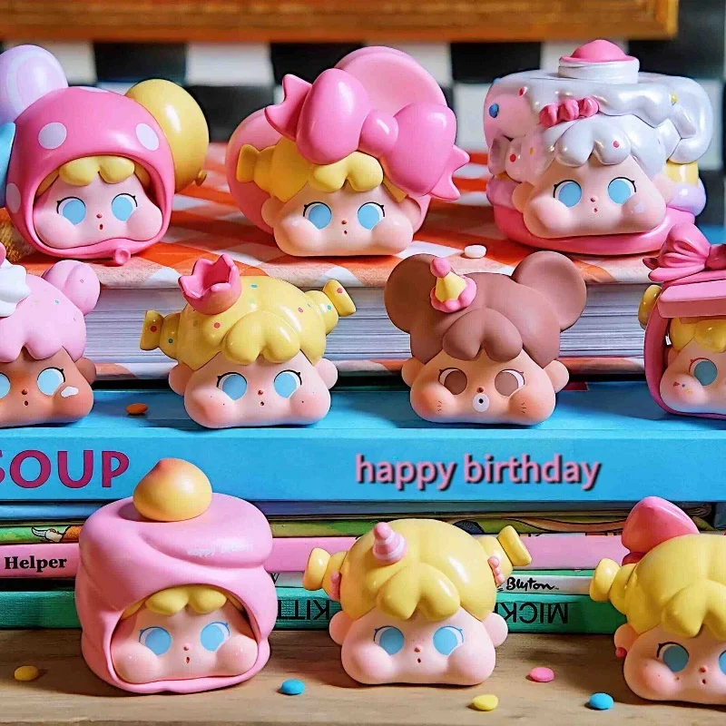 Qoqo-Miniface Pink Birthday Series Blind Box for Kids, Blind Bag, Desktop Ornament, Cute Cartoon Butter Collecemballages, Surprise Gift, Authentique