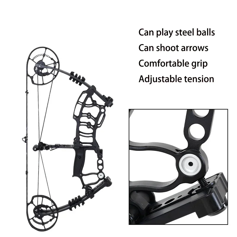 

Dual-purpose steel ball bow compound bow shooting archery competitive outdoor short axis slingshot spot