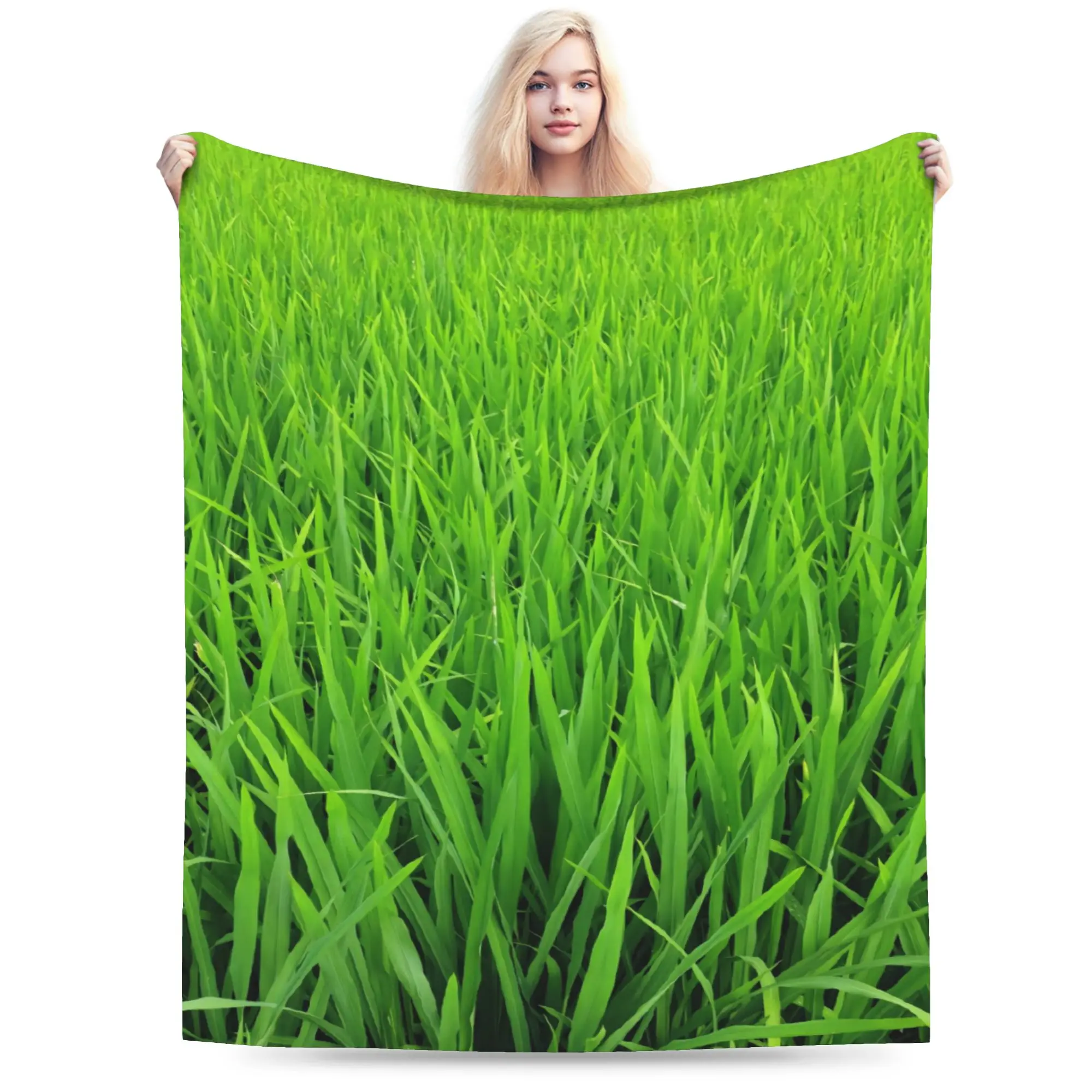 Comfort Green lawn grass  Blanket Stuff Sofa Decorative  Throw Blanket Super Soft Flannel for Travel