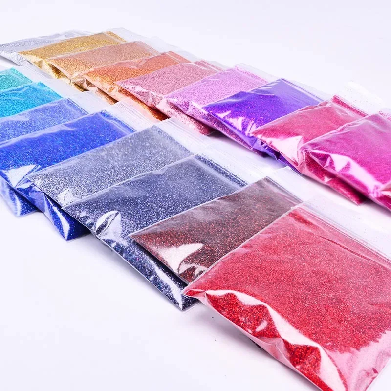 10 g/borsa polvere di Glitter per unghie iridescente olografica Ultra Fine oro argento Glitter polvere di pigmento Paillette Super brillante per unghie