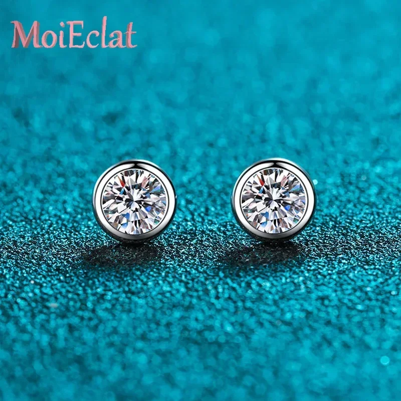 Eye-catching Platinum Pt950 Stud Earrings for Women, Models Temperament 0.6/1/2ct Moissanite Bubble Earrings Fine Jewelry