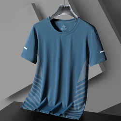 Quick Dry Sport Running T Shirt Men's For 2024 T-Shirt Short Sleeves Summer Casual OverSize 5XL Top Tees GYM Tshirt Clothes