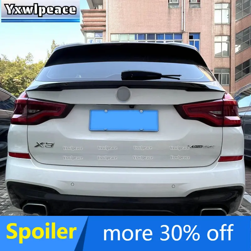 For BMW X3 G01 2018-2023 High Quality Glossy Black and Carbon Fiber Look Rear Middle Spoiler Trunk Wing Car Accessories