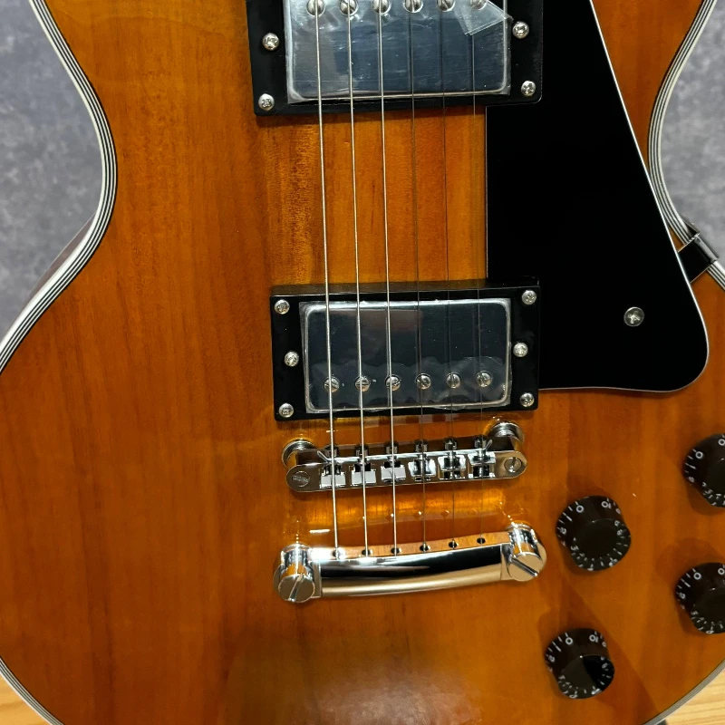Vintage Flamed Maple Top LPFD Electric Guitar Humbucker Pickups Fixed Bridge Trapezoid Mother Pearl Inlay Classic Rock