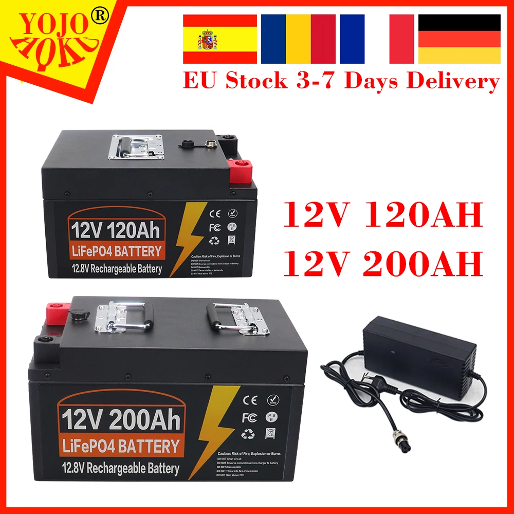 12V 120Ah 200Ah LiFePO4 Lithium Iron Phosphate Battery Pack Built-in BMS For Replacing Most of Backup Power Home Energy Storage