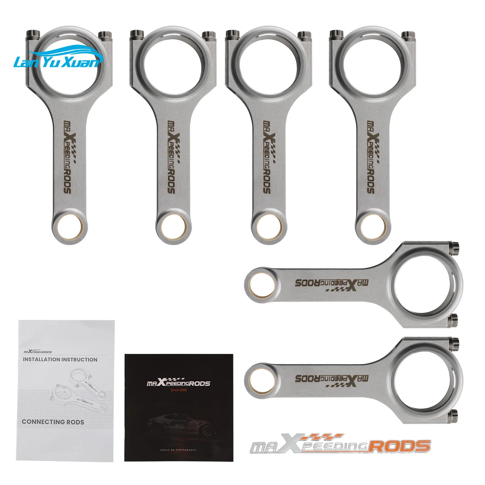 6pcs Titanized Racing EN24 4340 H-Beam Connecting Rods For  N54B30 E613.0