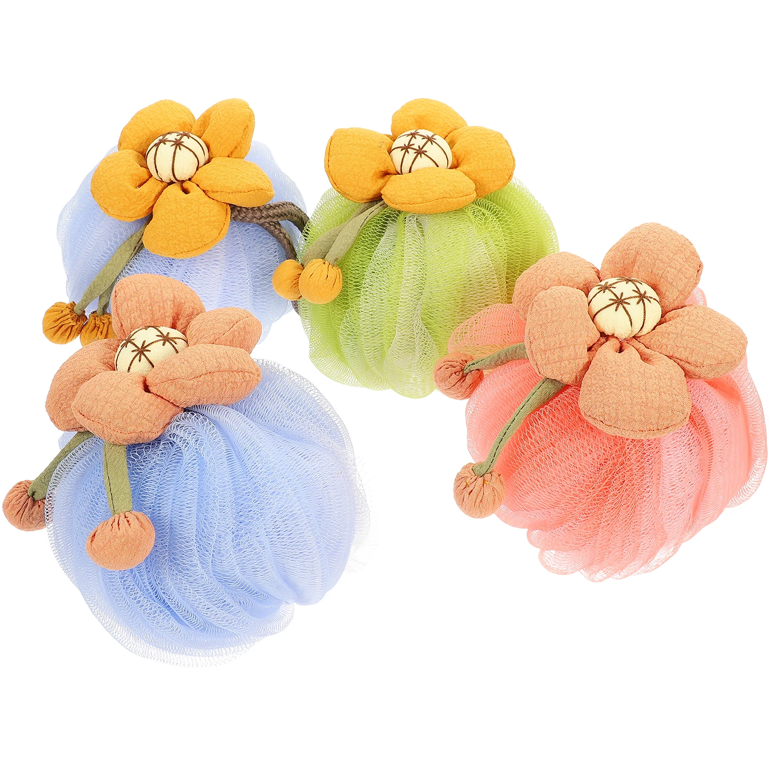 

Adorable Bath Balls Kids PE Travel Sponge Grid Scrubber Cartoon Exfoliating Body Cleansing Shower Bubble Net Flowers Tight Mesh