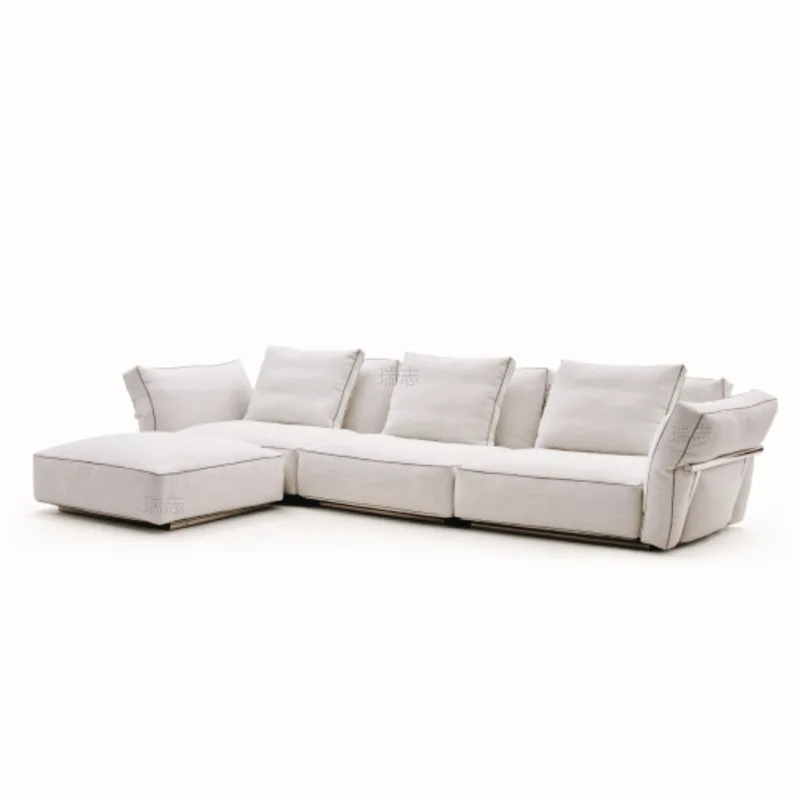 Petal fabric sofa minimalist cream wind stainless steel frame down cloud sofa