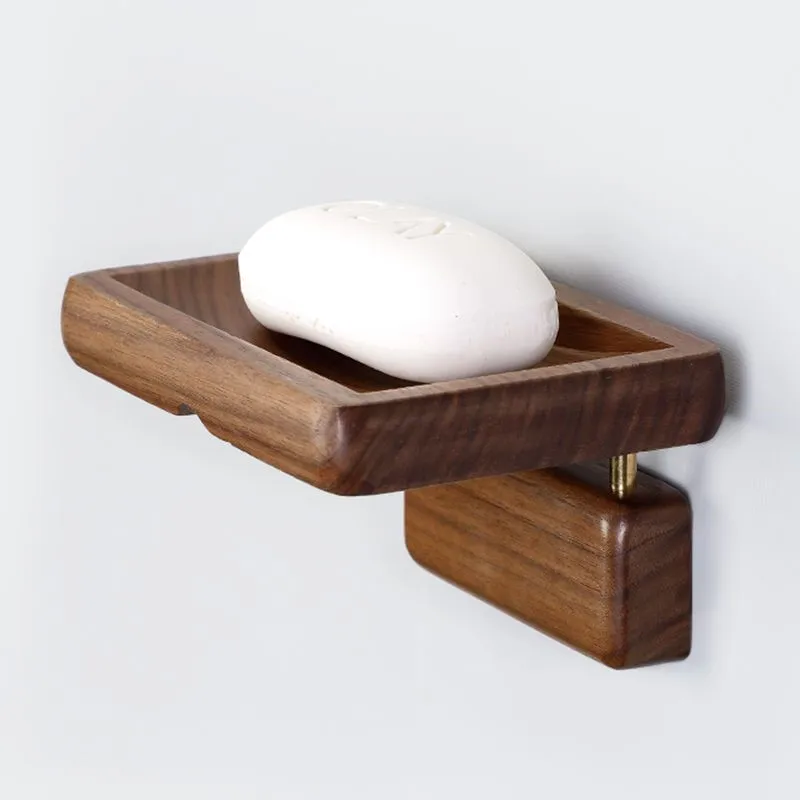

Nordic Solid Wooden Soap Holder Washbasin Storage Rack Bathroom Wall Mounted Soap Storage Dish Black Walnut Soap Holder ZG807
