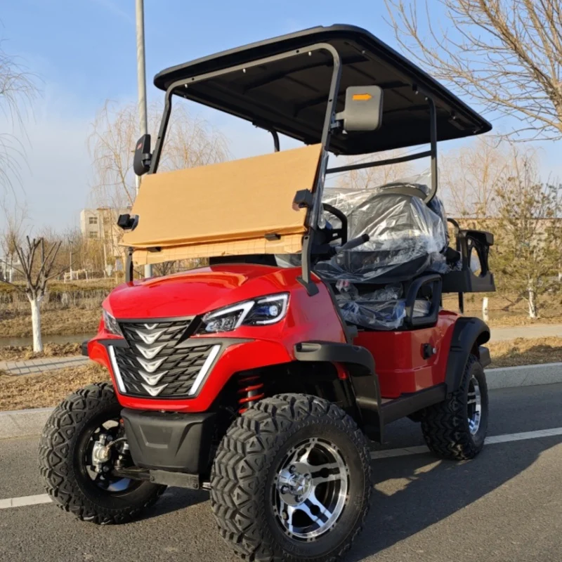 New Popular Double-Row Lithium Battery Electric Golf Cart Powerful Hunting Small Vehicle Seats With Armrests Gear Adjustment