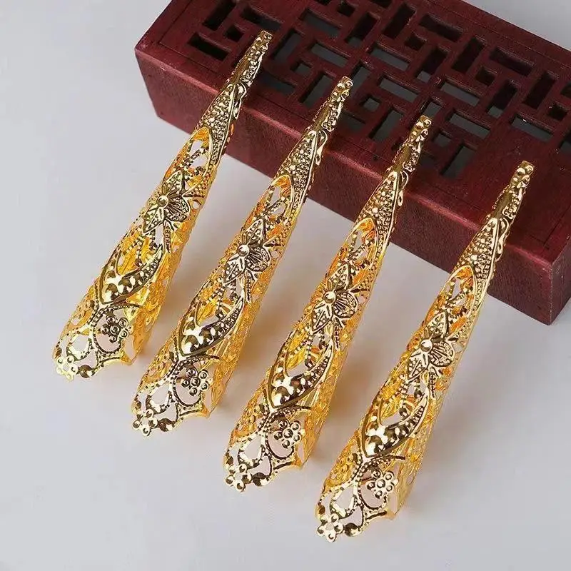 Belly Dance Stage Prop False Nails 5Pcs Indian Thai Peacock Dance Exquisite Finger Jewelry
