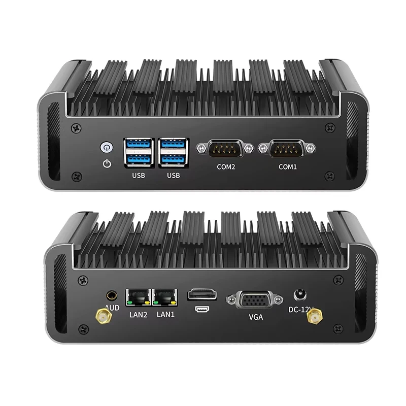 Mini PC senza ventola IPC Intel Core 4th 5th i3 i5 i7 Dual Ethernet 2xDB9 RS232 2xLAN HDMI VGA 4xUSB WiFi Supporto Windows Linux OS