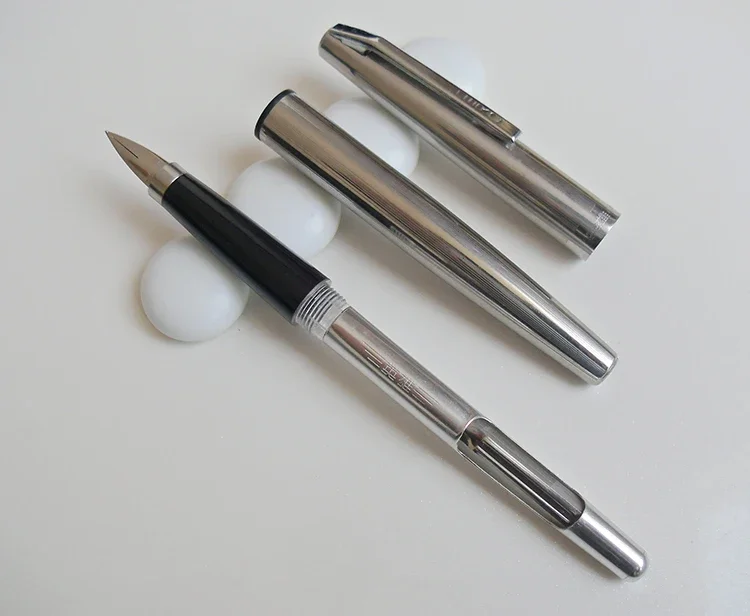 Accidnetal-Stylo plume classique en acier 443 doré, original