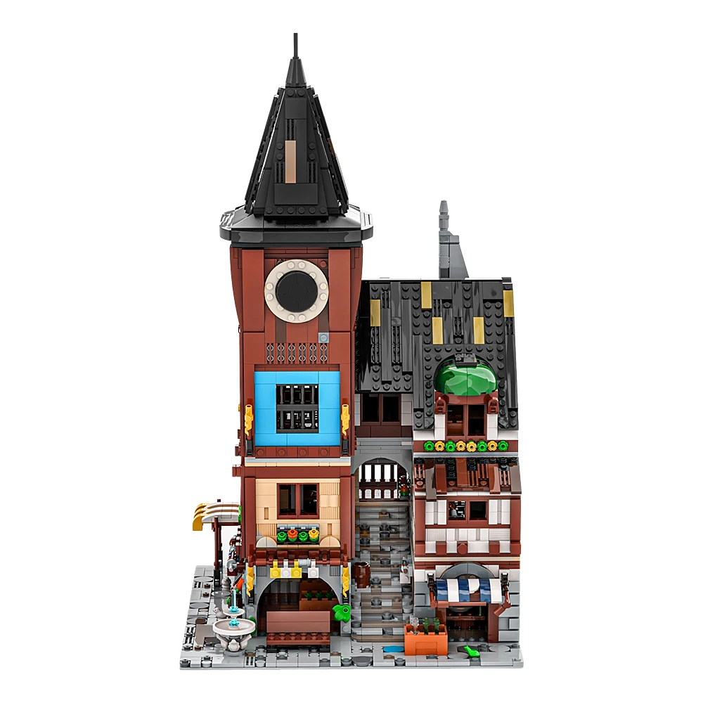 

Moc Medieval Market Building Blocks Ideal Modular Architecture Tavern Dining Room Middle Century Model DIY Brick Adult Gift Sets