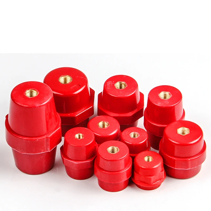 Height 20~76mm Diameter 15~27mm SM Red Resin Enhanced Water Resistant Busbar Support Insulator SM-20 25 30 35 38 40 45 51 60 76
