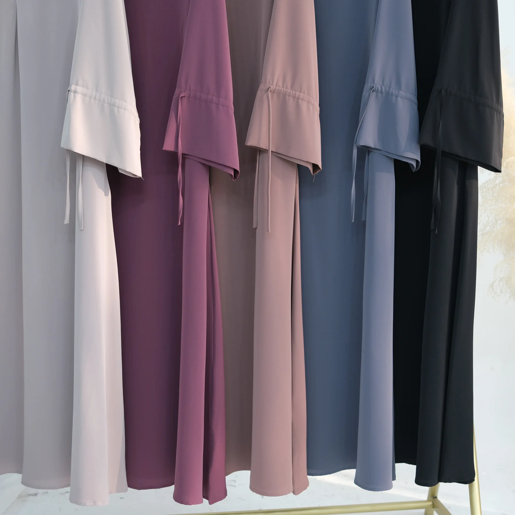 Casual Abaya Dress for Women, Muslim Dress, Wide Sleeves with Drawstring, Zipper Front, Hijabi Islamic Clothing, Ramadan Eid