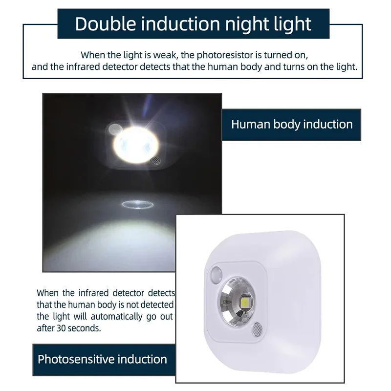 Bezprzewodowy LED lampka nocna światło na czujnik ruchu ściana akumulator lampy zasilany magnes szafa lampa do sypialni szafka nocna schody