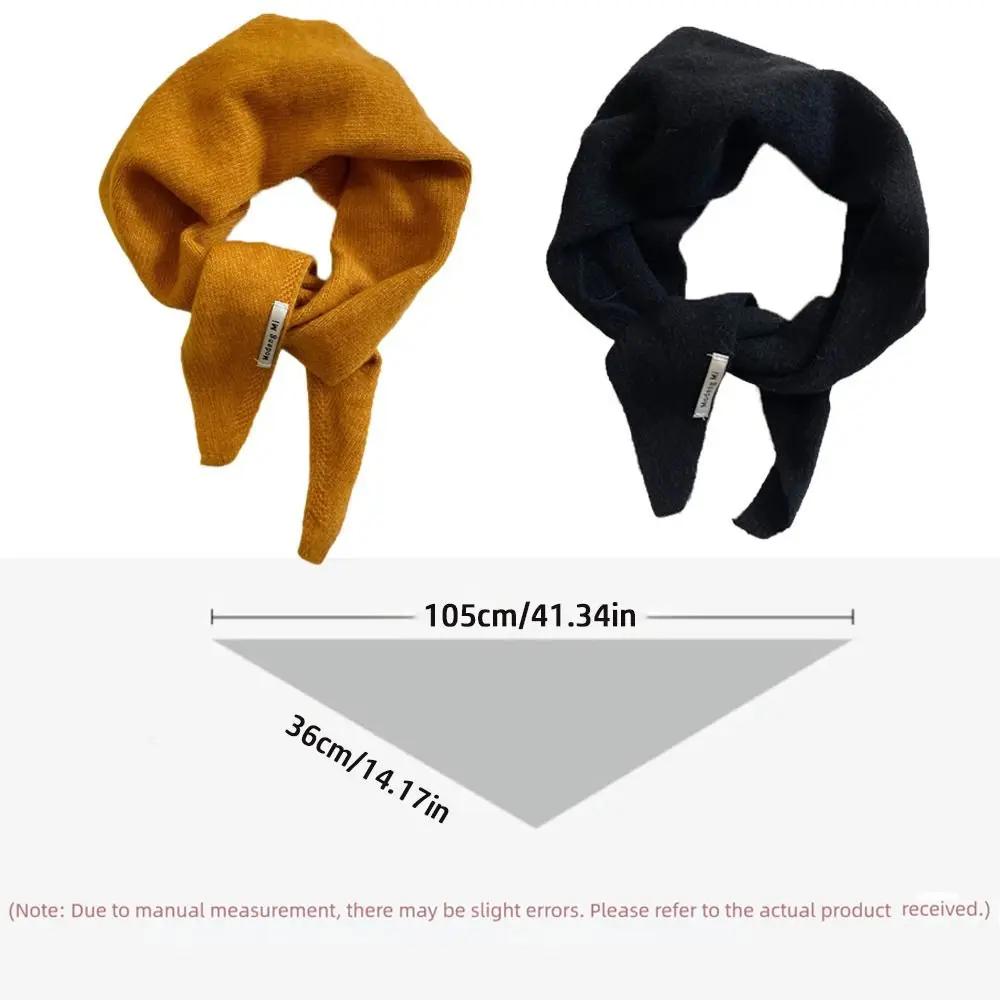 British Style Solid Color Triangular Short Shawl Warm False Collar Wool Blend Scarf Cashmere-like Knitted Scarf Winter