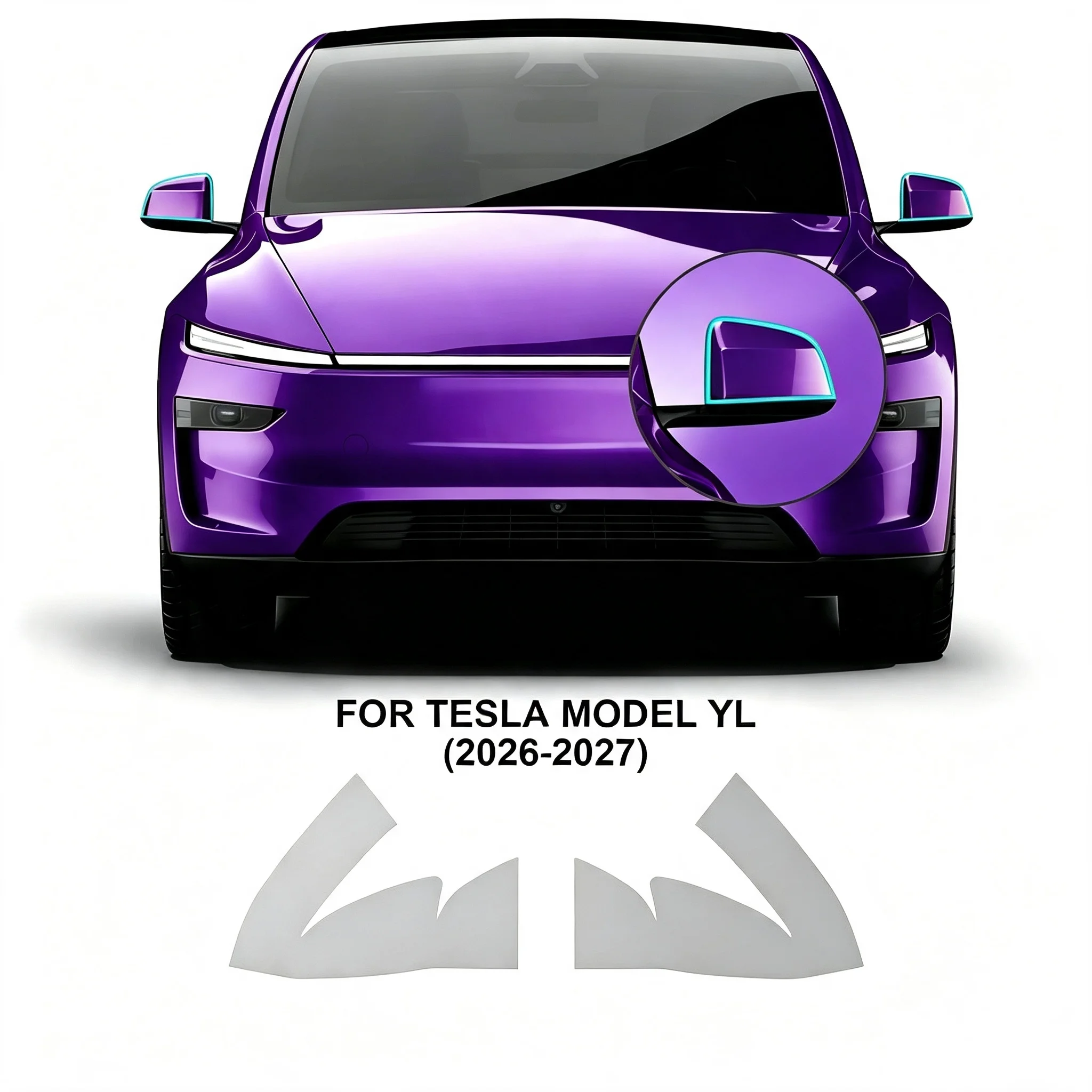 Transparent TPU Protective Film For Tesla Model YL 6 Seats 2026 2027 Headlight B Pillar Rearview PPF Sticker Anti-scratch Film
