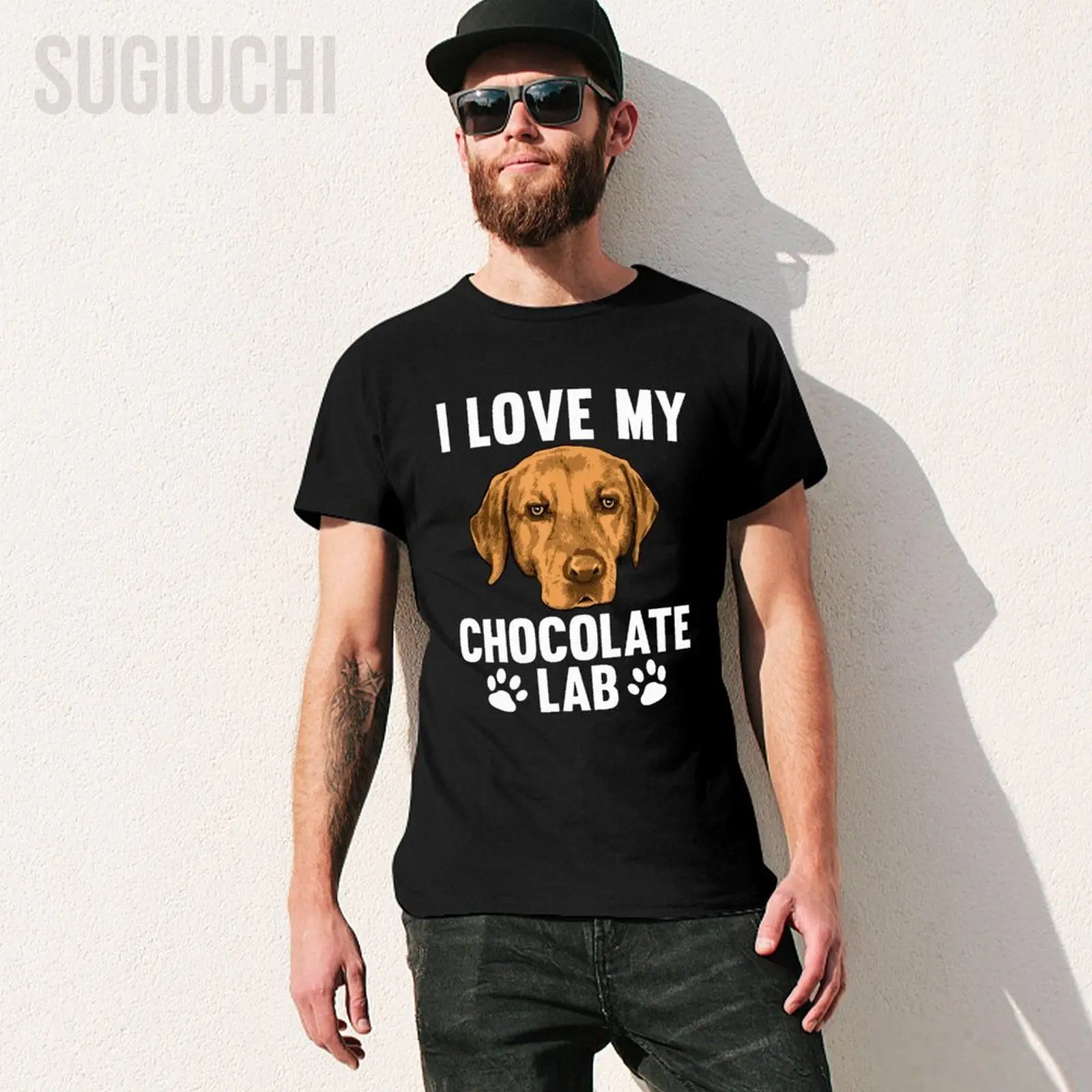 Men I Love My Cute Chocolate Lab Design Labrador Retriever Tshirt Tees O-neck T Shirts Women Boys 100% Cotton T-Shirt Unisex