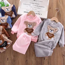 Children's Bear Set Boy Round Neck Long Sleeve Suit Autumn Winter New Girl Warm Fashion Casual Comfortable 2 Pieces 12M-6 Years