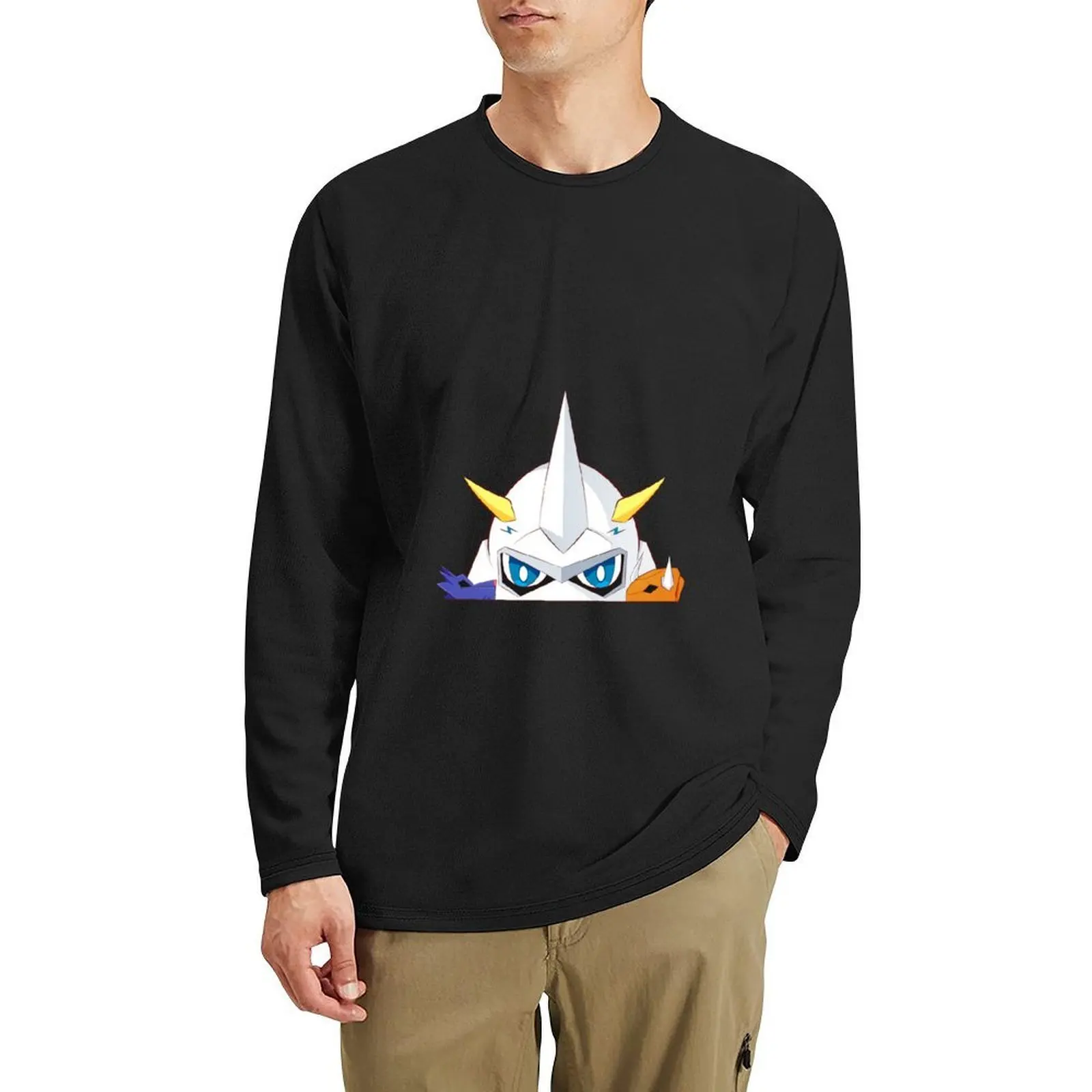 

Chibi Peeking Omnimon Long T-Shirt sublime t shirt quick-drying t-shirt boys white t shirts t shirt man shirts men