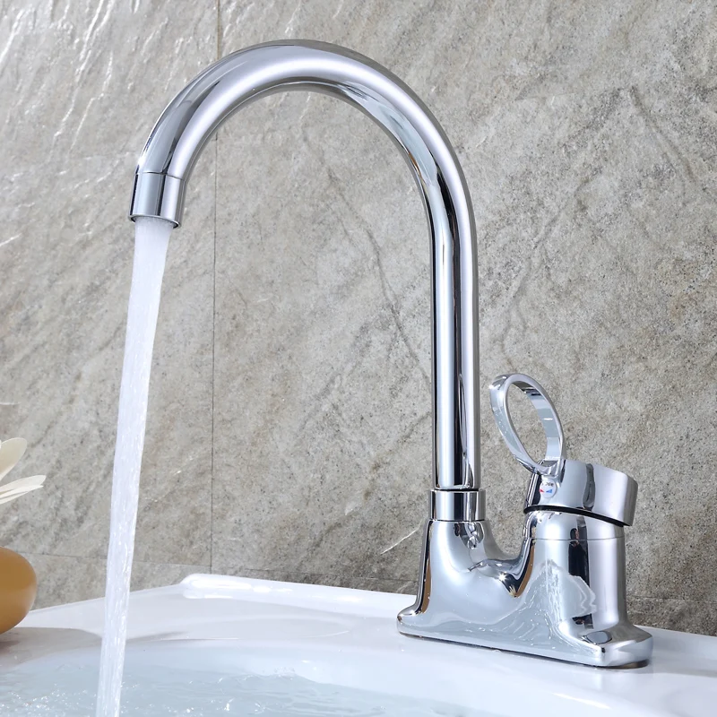 

Смесители для ванной комнаты из цинкового сплава Смеситель для раковины с двойным отверстием Настольная туалетная столешница Смеситель для горячей и холодной воды Кухонный смеситель