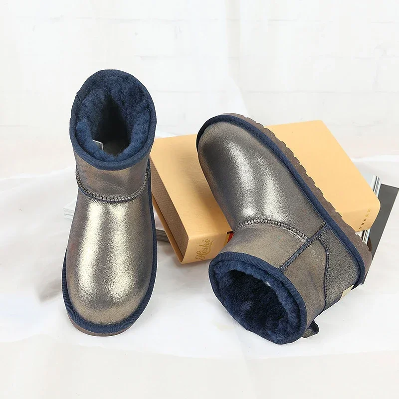 New Australia Non-slip Warm Winter Boots Ankle Boots Women Boots Natural Sheepskin Fur Rubber Sole Wool Snow Boots Shoes