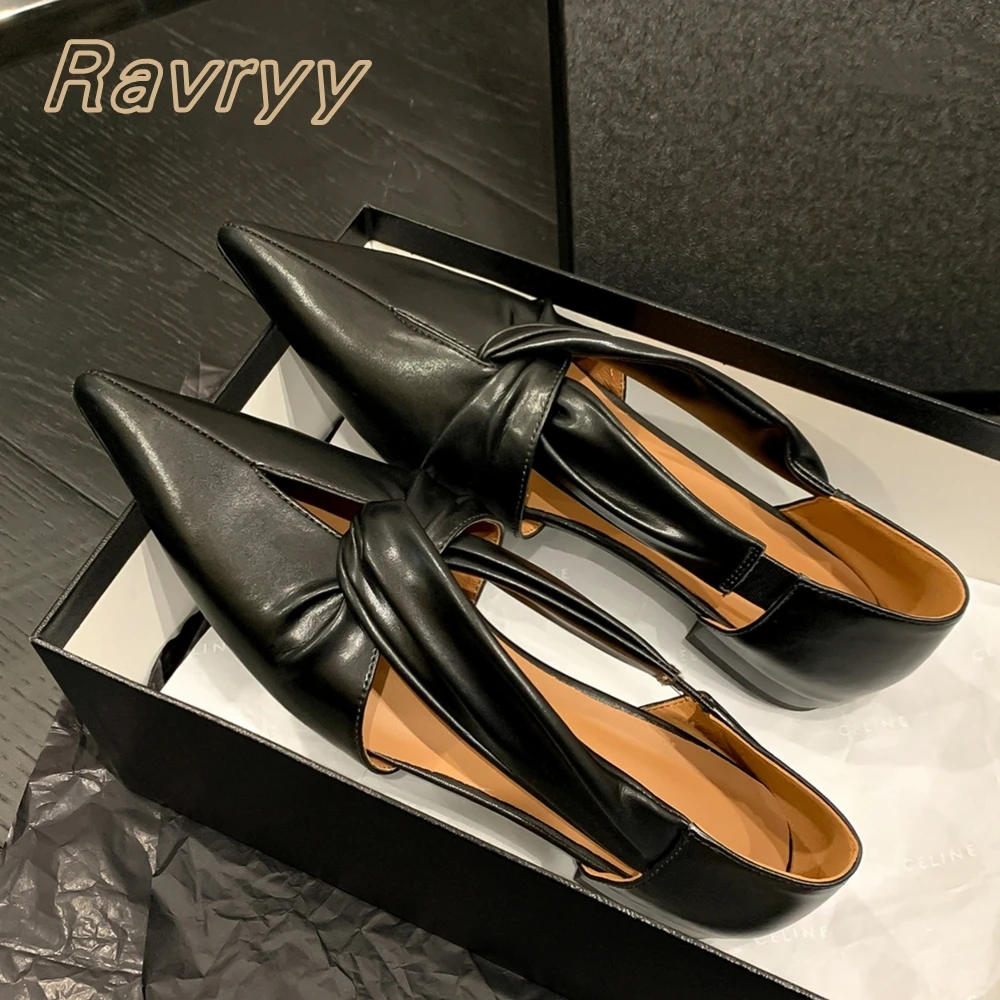 

Pointed Toe Sheepskin Hollow Sexy Women Flat Sandals 2023 Summer New Solid Elastic Band Slip On Shoes Genuine Leather Women Shoe