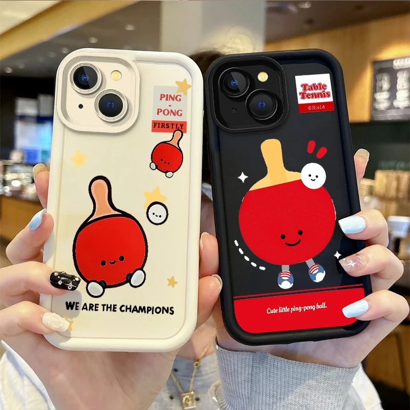 New Cute Table Tennis Cartoon Phone Case for iPhone 16 15 14 13 12 11 Pro Max 16 15 14 8 7 Plus X XS Max 8 7 TPU Silicone Covers