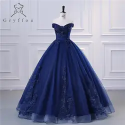 Navy Blue Quinceanera Dress 2022 New Vestidos Elegant Party Dress Off  Shoulder Prom Ball Gown Robe De Bal Real Photo Customize