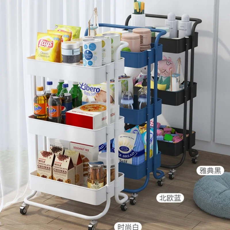 Storage Rack Salon Trolley Shower Room Kitchen Move Multi-storey Salon Trolley Bedroom Storage Bookshelf Carrito Furniture