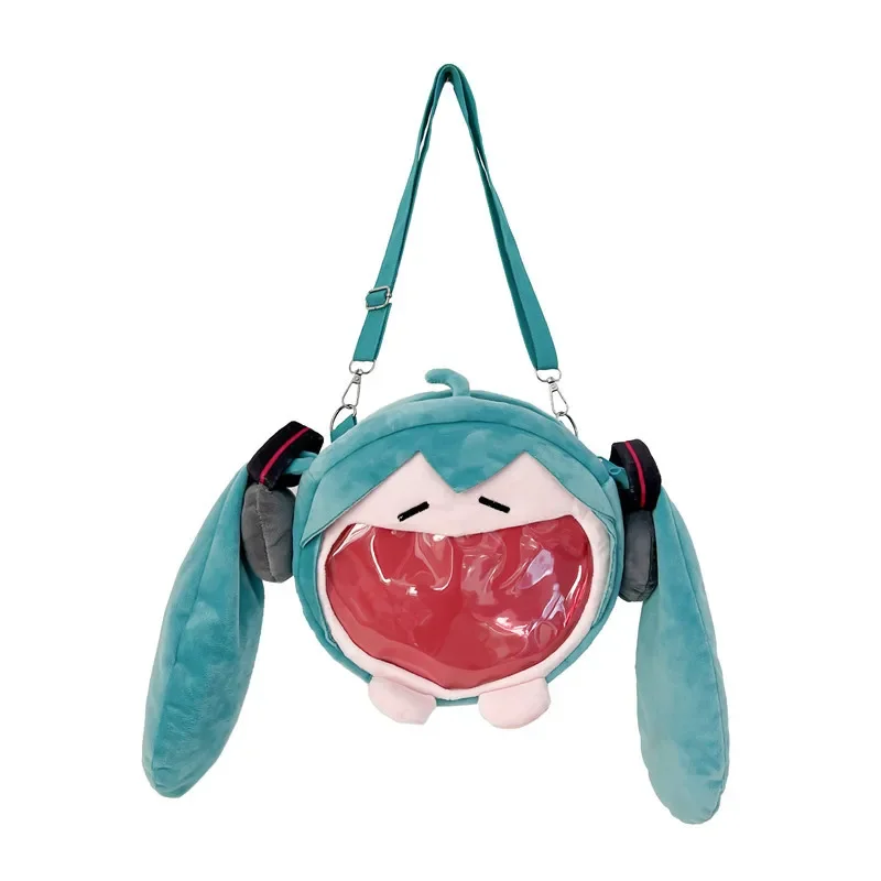 Anime Hatsune Miku Pink Sakura Q Version Kawaii Figure Plush Bag Model Cute Diagonal Transparent Crossbody Bags Gifts For Girls