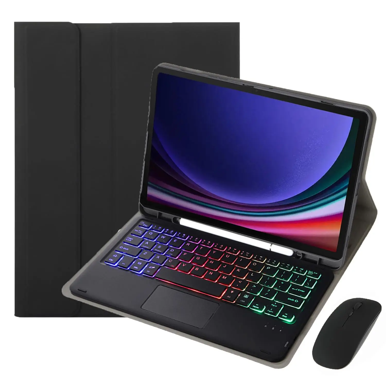 

Keyboard Case for Samsung Galaxy Tab S9 FE 10.9 ''with Pencil Holder, Detachable Magnetic Keyboard with Bluetooth Mouse