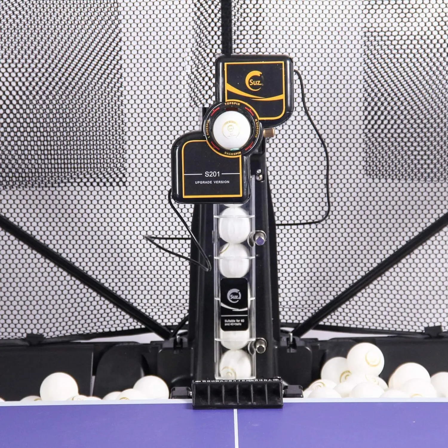 Robot de tennis de table automatique avec filet, machine à balles de ping-pong, S201, entraînement, 40mm +