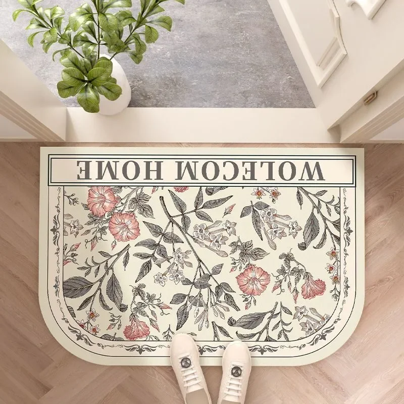 Pastoral flower bathroom floor mat Diatom mud absorbent mat Non-slip foot pad at the door of the bathroom Quick drying