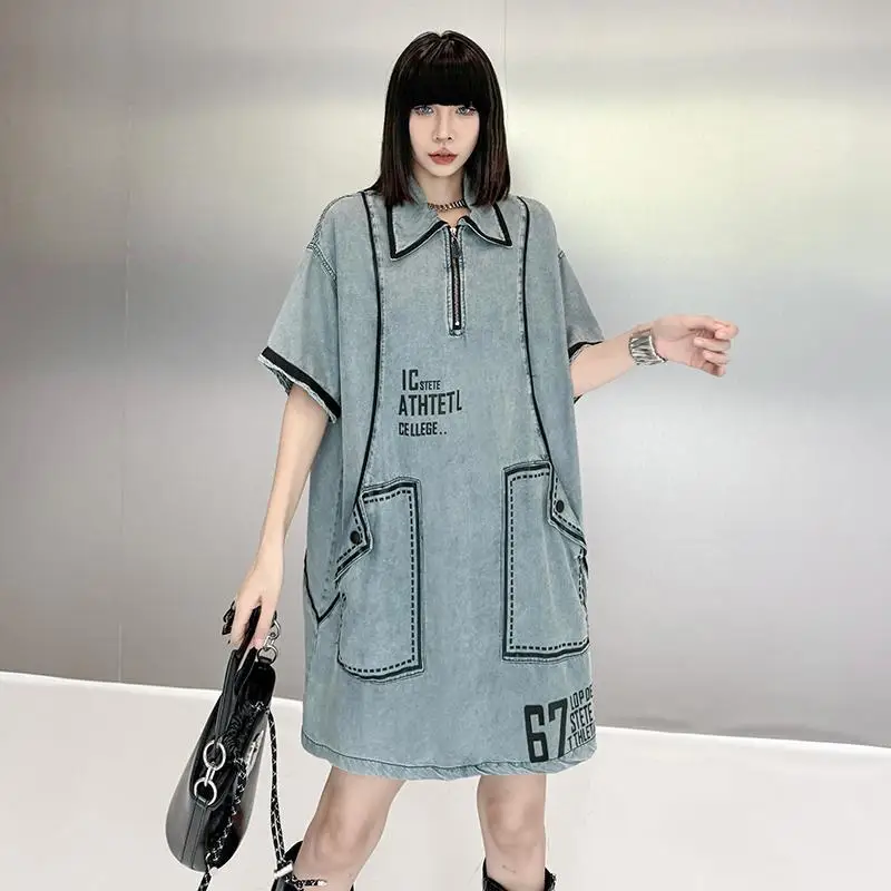 فستان نسائي جديد للربيع والصيف فستان فضفاض مطبوع كبير الحجم للركاب