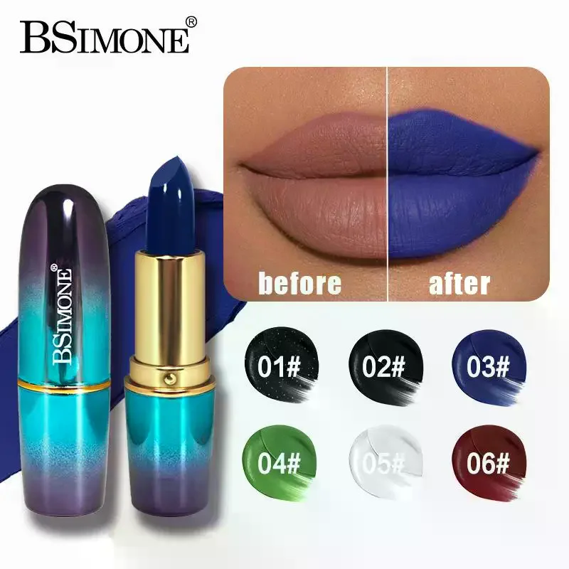 BSIMONE Womens Halloween Gothic Lipstick Matte And Shimmer Long-lasting Highly Pigmented Velvet Texture Lipstick