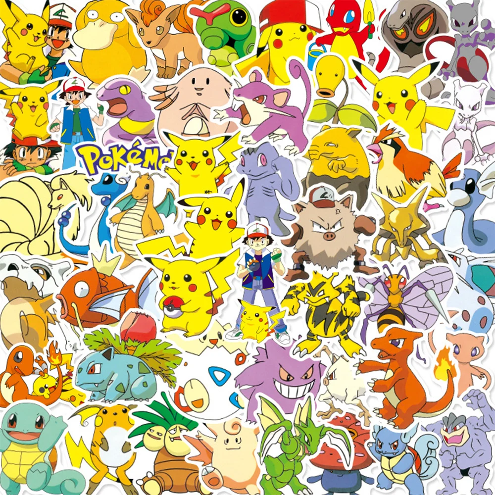 10/30/50/100pcs Pokemon Anime Decoration Stickers Cool Pikachu Vinly Decals for Kids Gift DIY Luggage Diary Cute Cartoon Sticker