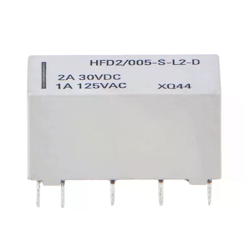 【New】5V coil bistable latching relay DPDT 30VDC 2A 1A 125VAC HFD2/005-S-L2-D realy